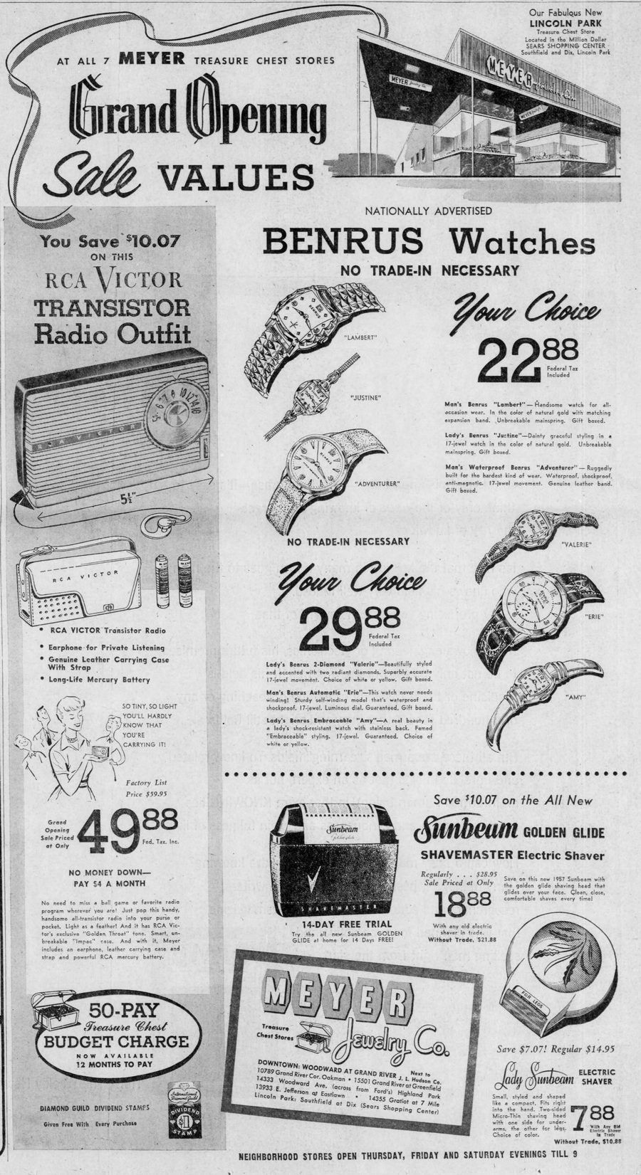 Sears Shopping Center (Lincoln Park Shopping Center) - May 23 1957 Ad